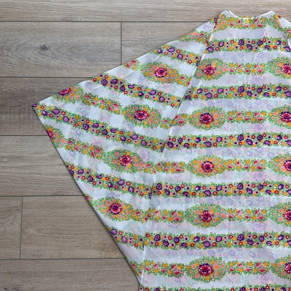 Vintage 70s Kaftan Lord & Taylor Maxi Dress Coverup Mumu Hippie‎ Flower Child - Picture 12 of 16